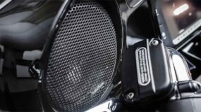A motorcycle speaker on a motorcycle